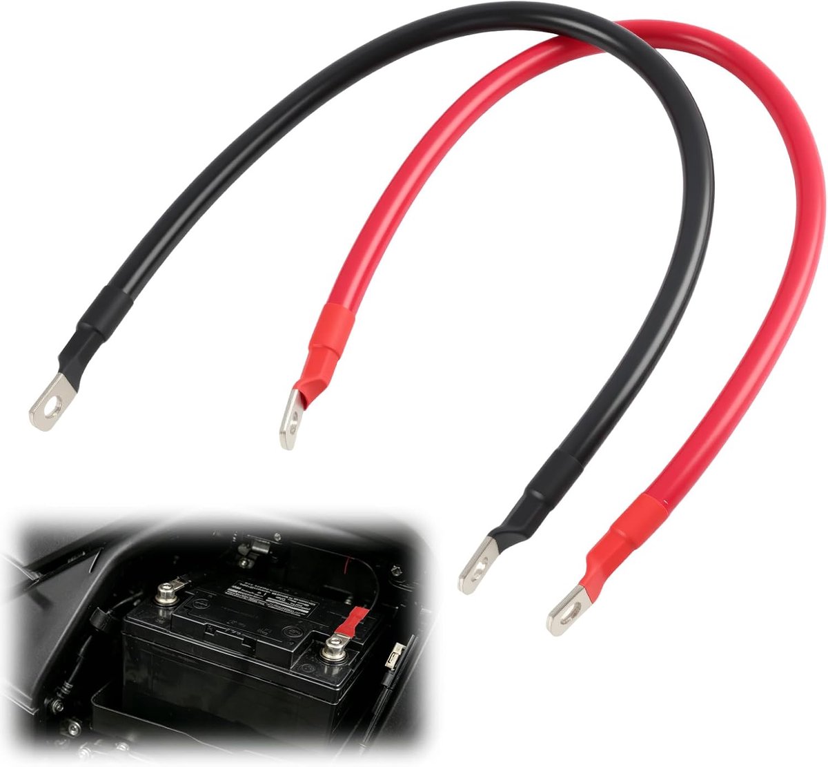 Pack of 2 30 cm 35 mm² Battery Cable for Car, Battery Wave Cable 12 V Inverter Cable 2AWG for Systems with M10 Boxes - ShopVlot
