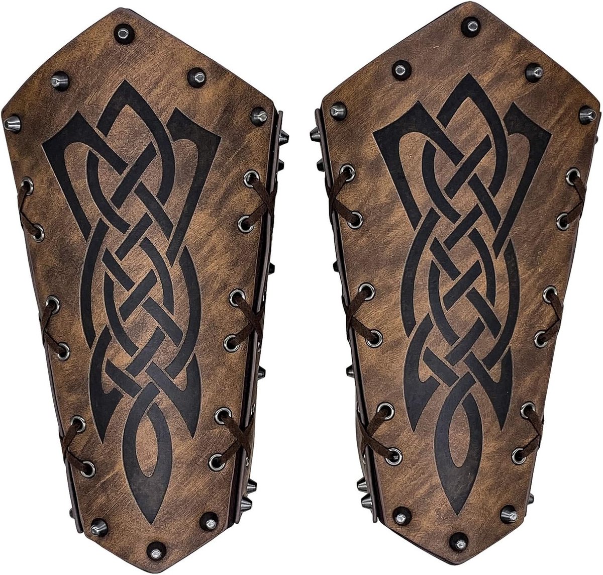 2 Pieces Medieval Bracers Leather Arm Guards Viking Embossed Glove Cuff Vintage Archery Arm Bracelet Men's Leather - ShopVlot