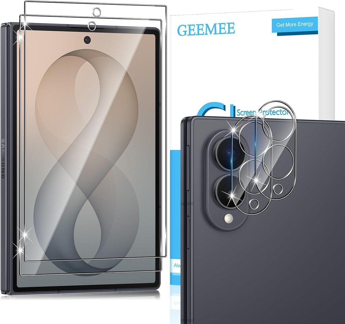 voor Samsung Galaxy Z Fold8/Fold 8 voor pantserglas, 2 + 2 stuks beschermfolie + camerabeschermingsfolie 9H HD - ShopVlot