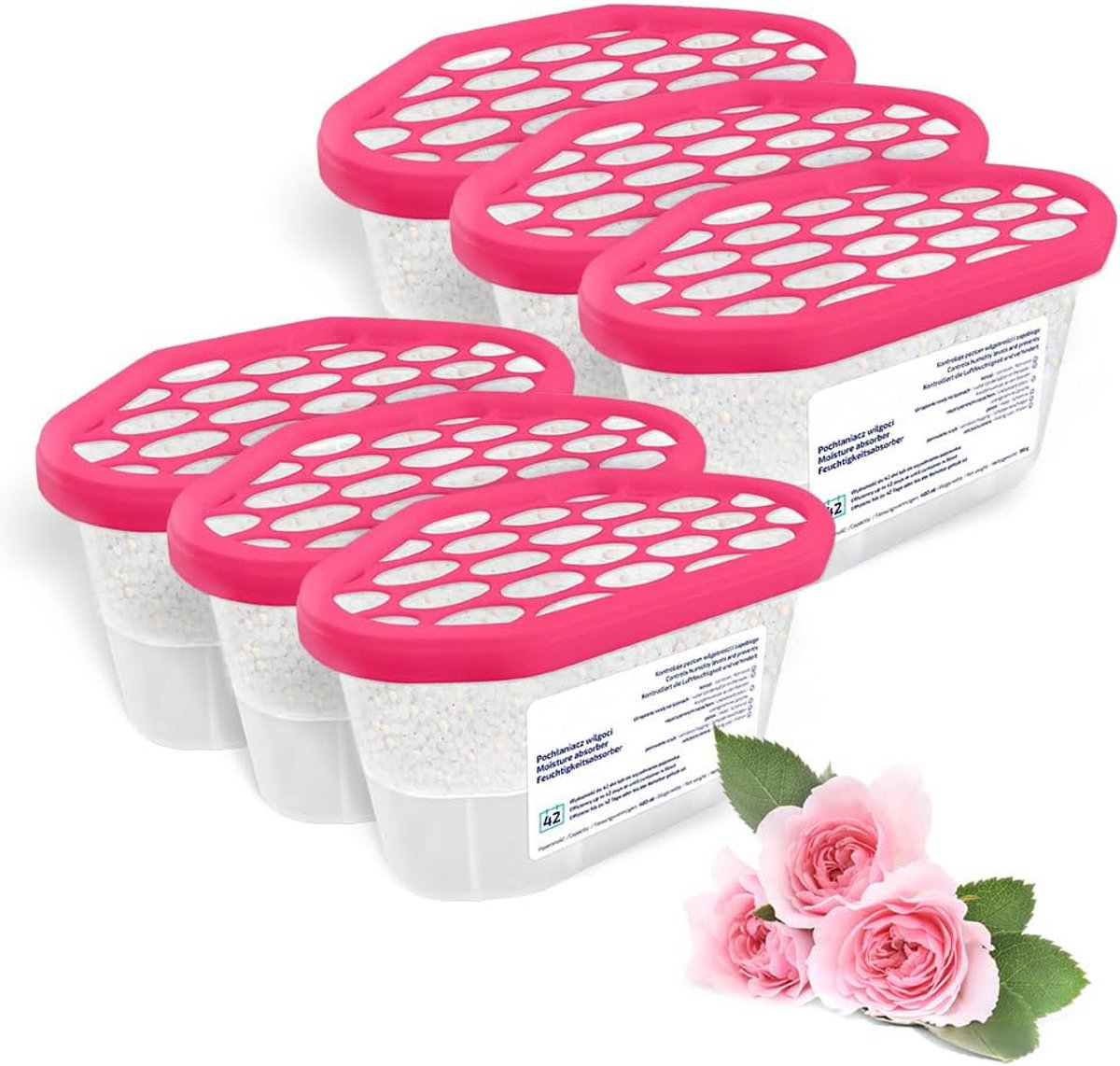 Luchtontvochtiger 400 ml (6 stuks) - Vochtvreter voor Badkamer, Kast en Keuken - ROSE
