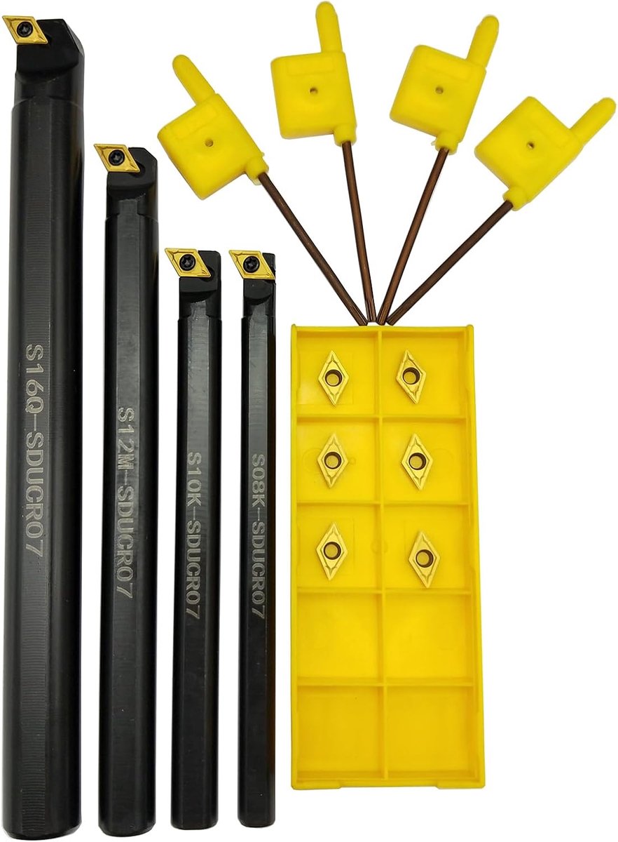 14pcs Inner Hole Lathe Lathe Turning Tool Holder Set, and 10pcs DCMT07 DCMT07 Indexable CNC Lathe Lathe Turning Tool - ShopVlot
