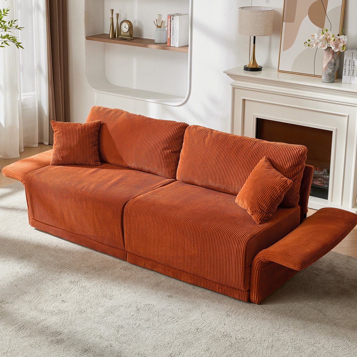 HAUSS SPOLE Slaapbank - 2-Zits - Modern Minimalistisch - Voor Woonkamer, Kantoor En Studio - Polyester Oranje