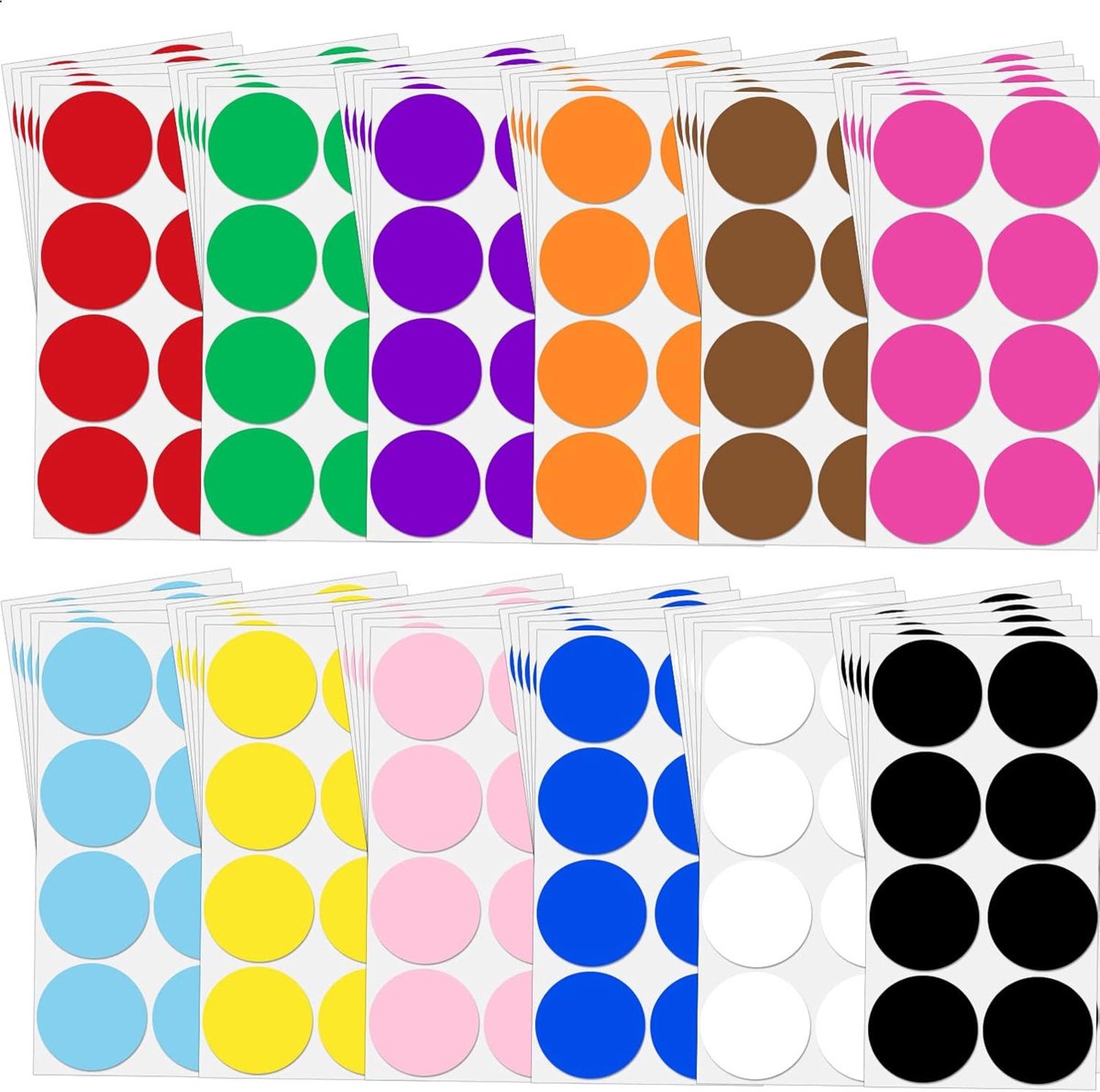 SnelShoppen - Pack van 480 zelfklevende stippen 5 cm - 12 kleuren - Sterke hechting, ideaal voor school, kantoor, thuis, knutselen, papier, glas, hout