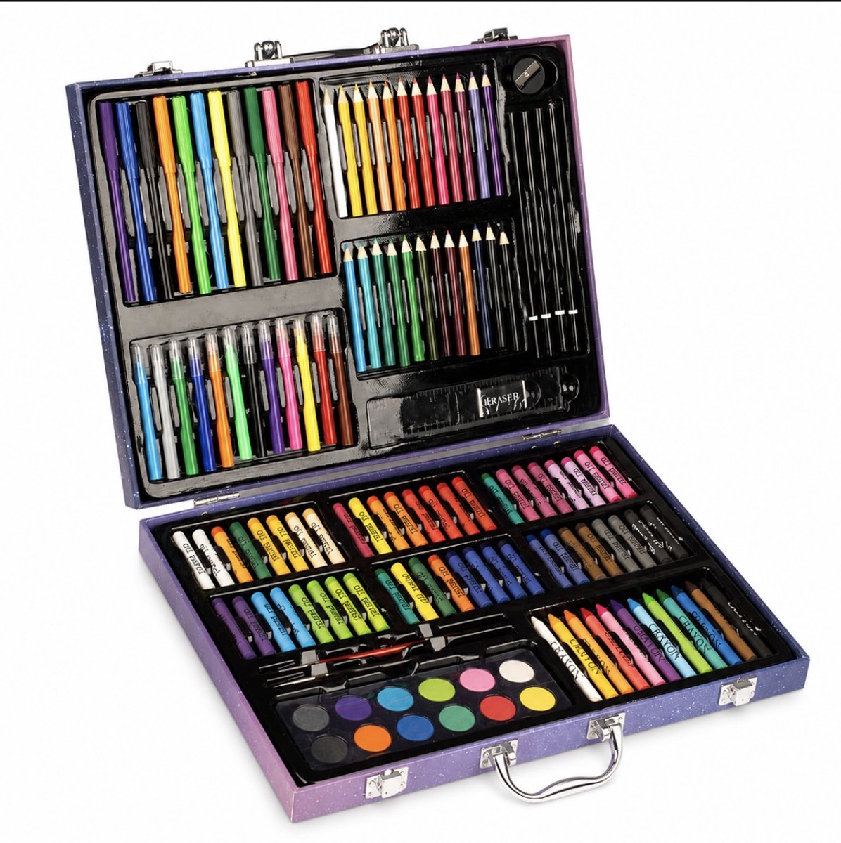 BSS® Tekendoos / Kunstset voor Kinderen – 150-delige Teken- en Schilderset – Kunstbenodigdheden in Opbergkoffer