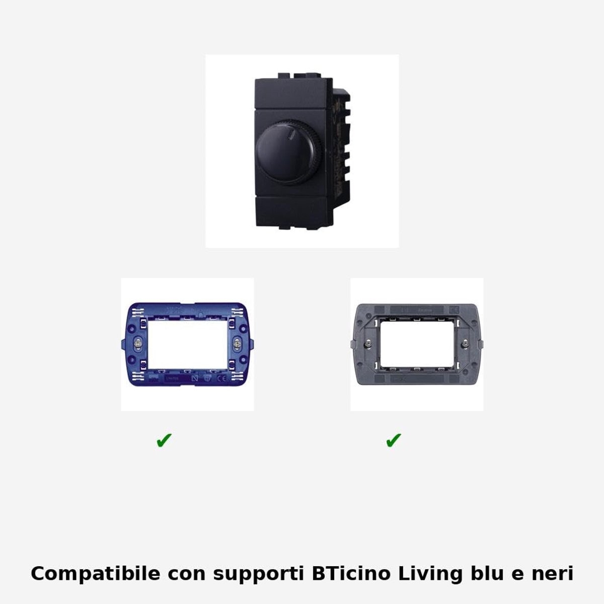 Dimmer met draaiknop 220 V 100-1000 W - zwart - compatibel met Bticino Living - eenvoudig te installeren - ShopVlot