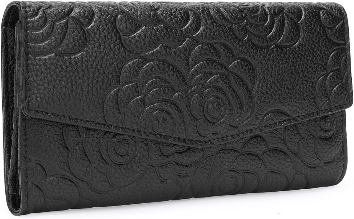 GOIACII Wallets For Women Large Capacity Leather Women Wallet RFID Blocking With Multiple Card Slots, Black, Vintage - ShopVlot