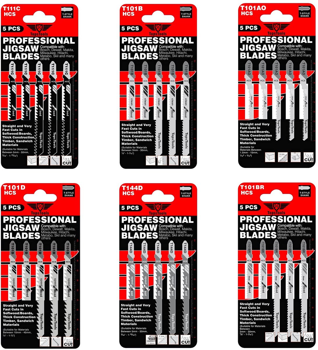 TopsTools 25pcs JSTTK6A T101B T101BR T101D T101AO T111C Decoupeerzaagbladen - ShopVlot