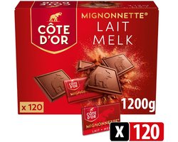Côte d'Or Mignonnette Melkchocolade - Chocolaatjes Melk 120 x 10g - 1,2KG - Chocoladerepen en Tabletten - Chocolade voor bij de Koffie - Voorraad - Verjaardag Cadeau Vrouw of Man - Geschenkset voor Man en Vrouw