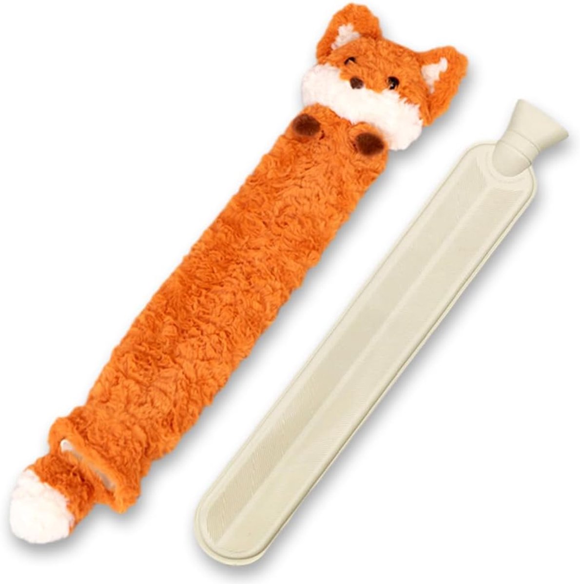 Warmwaterkruik, lang, 2 l, pluche, warmwaterkruik van rubber met deksel, 72 cm, afneembaar voor het reinigen, voor het - ShopVlot