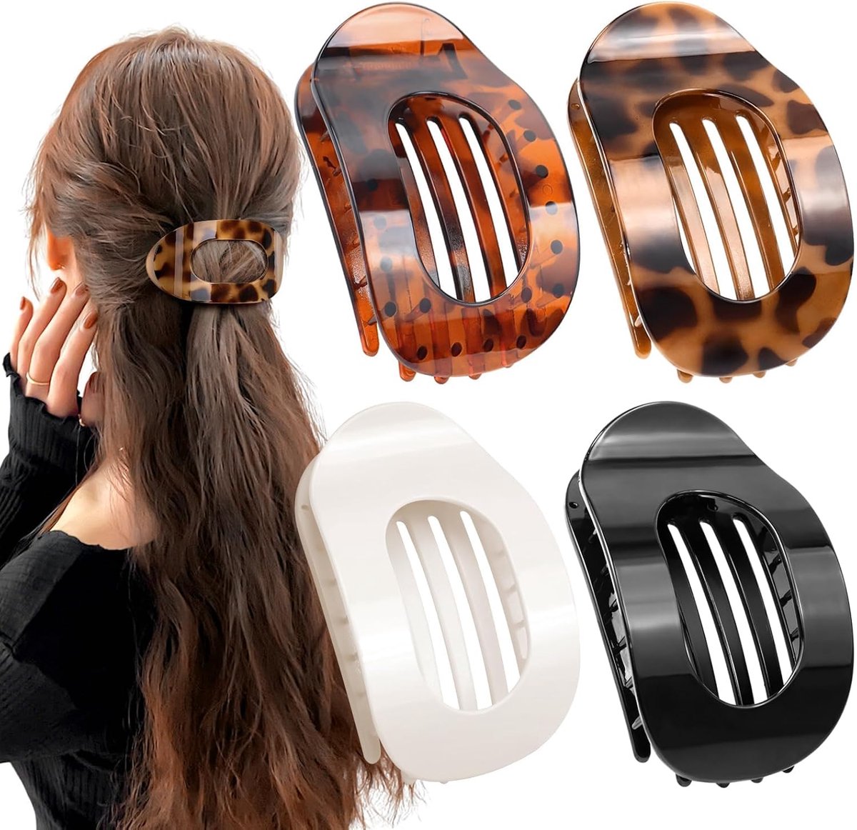 4 Pieces Flat Hair Clips for Women Large Lightweight Non-Slip Stylish Perfect French Flat Clip for Thick Thin Hair - ShopVlot