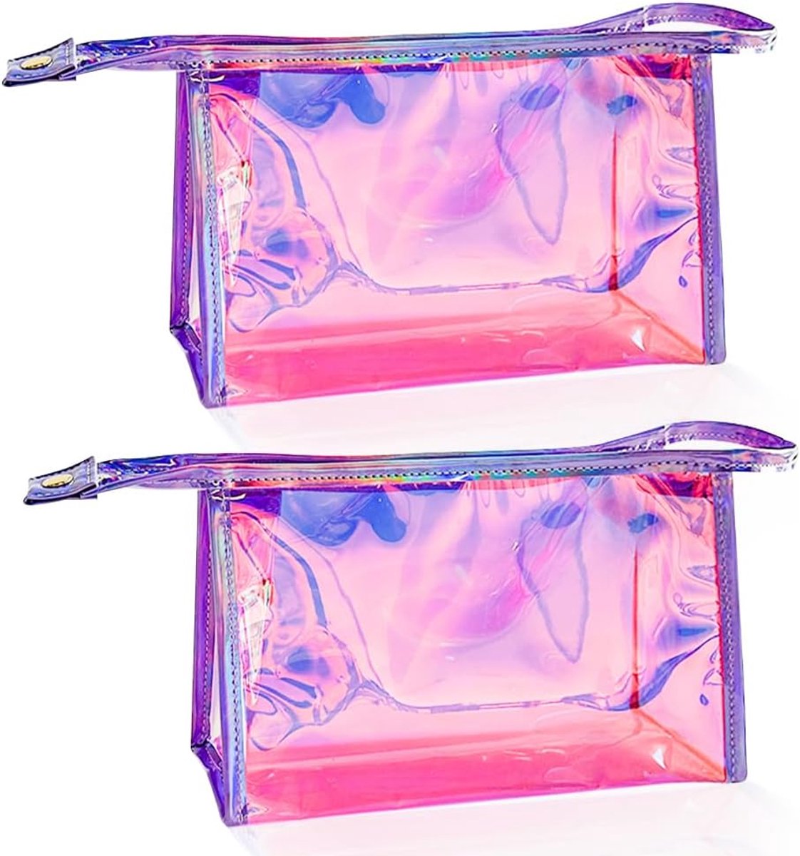 2 Pcs Fashion Pink Makeup Pack PVC Bow Clear Travel Makeup Organizer Bag Multifunctional Zipper Toiletry Bag for Women - ShopVlot
