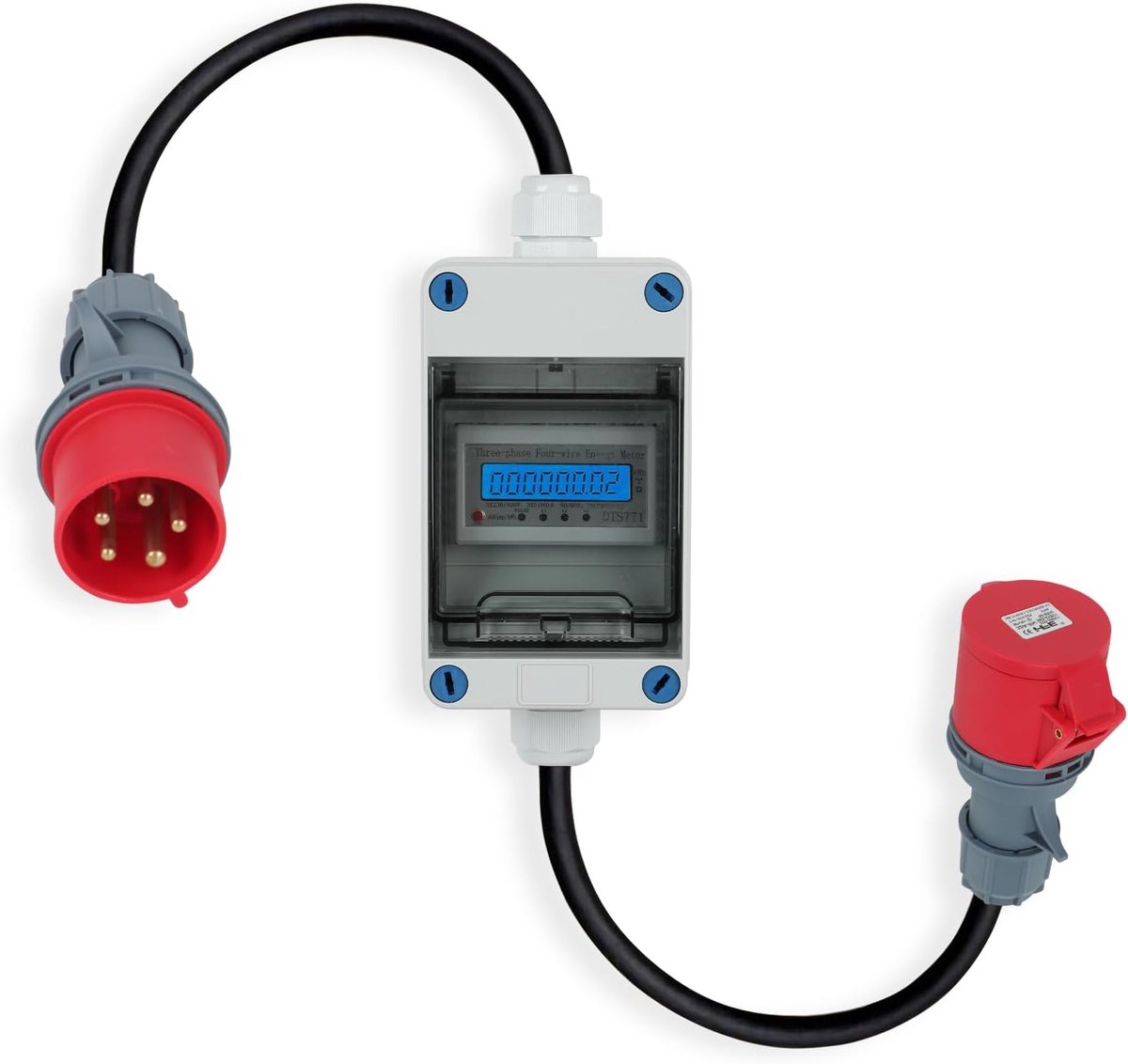 Mobile Flow Meter 5G 2.5 CEE 5P, Box with CEE Plug and Coupler, Intermediate Gauge for Caravans, Electric Vehicles - ShopVlot