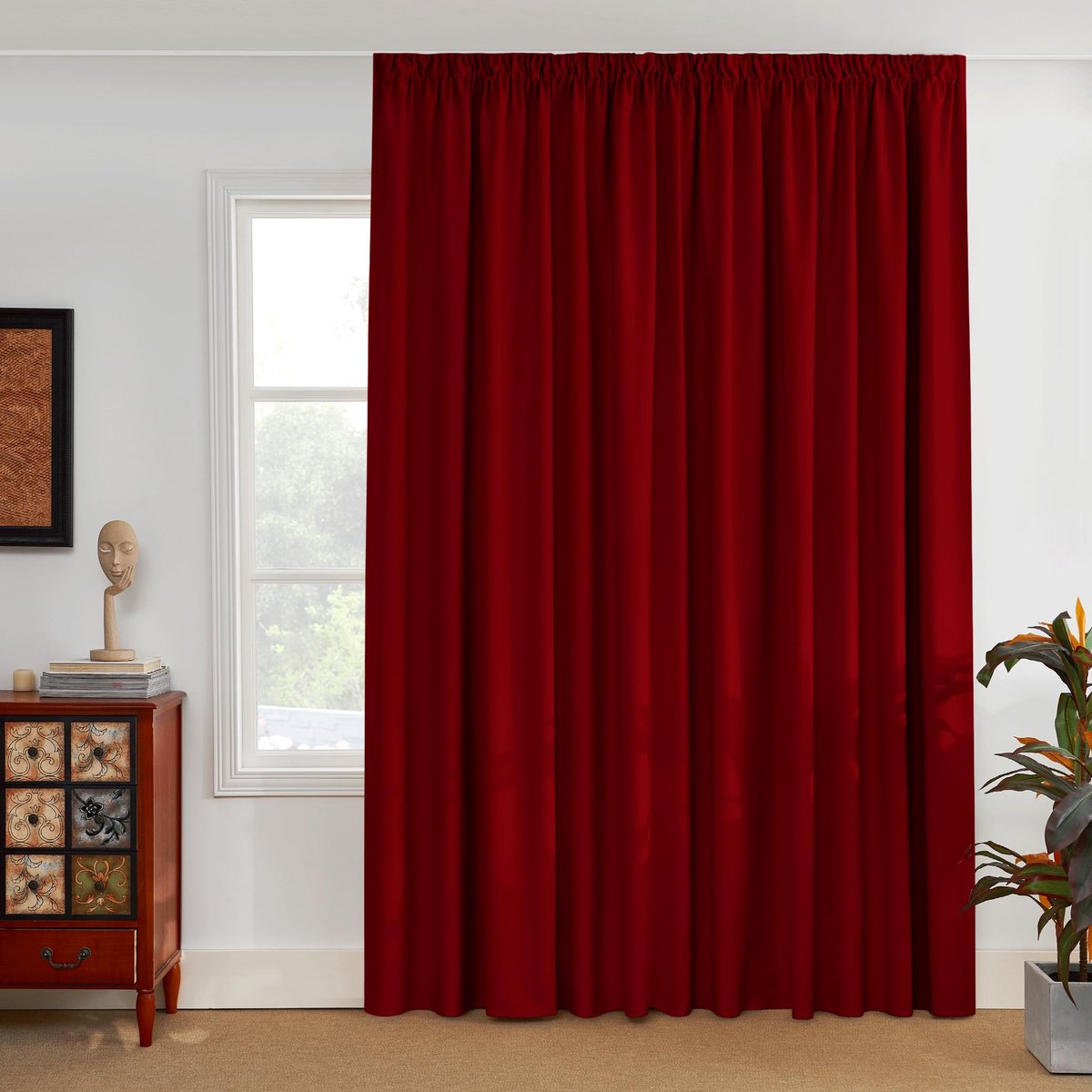 Famanu Verduisterend gordijn met plooiband, 1 stuk, 300x245 cm, kleur rood