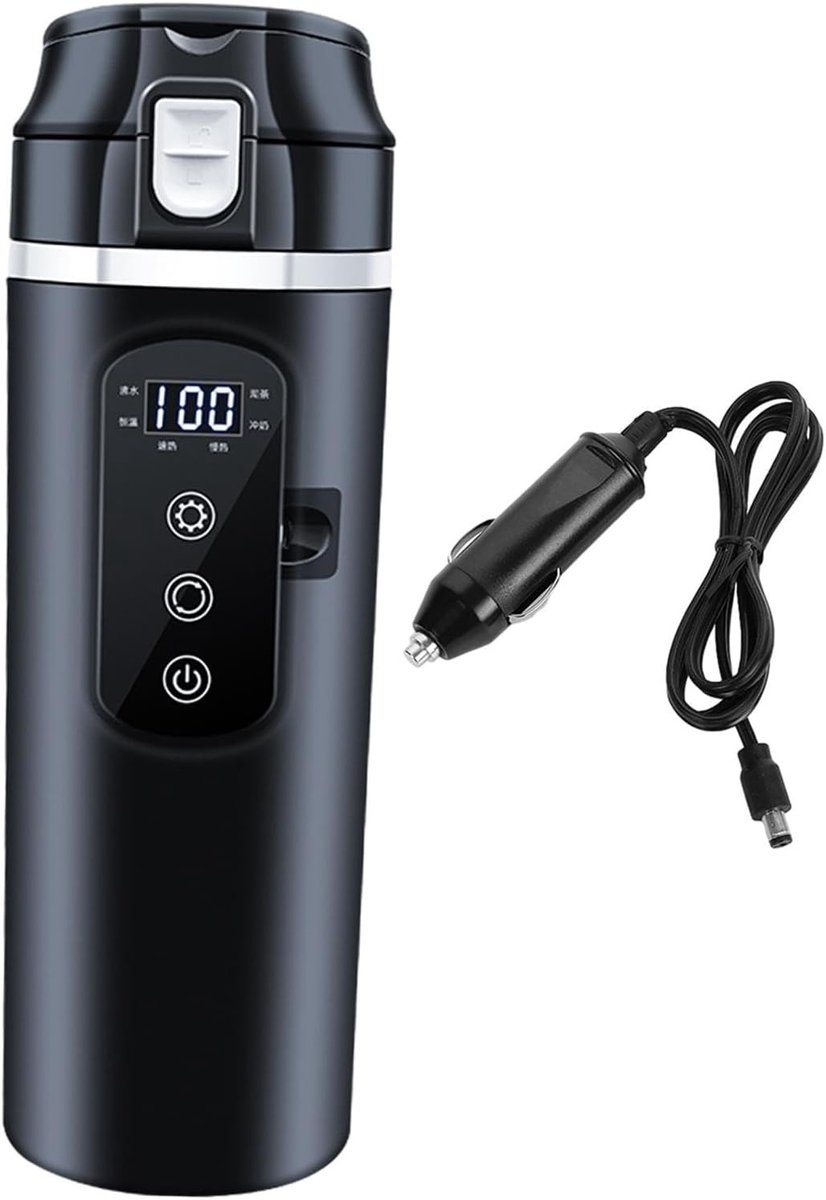 Autowaterkoker - Roestvrij Staal - 500 ml - Draagbare Elektrische Waterkoker voor Auto en Vrachtwagen