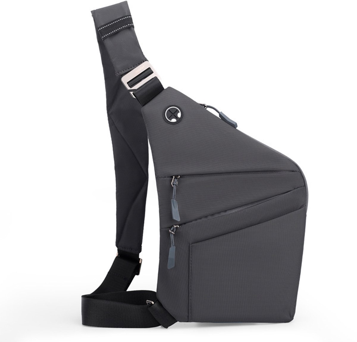 Veilige Schoudertas met Anti-Diefstal Functie - Waterdichte Crossbody Bag-schoudertas met grote capaciteit-Stijlvolle reistassen-Schoudertas links-Geruite schoudertas - reistas-grijs