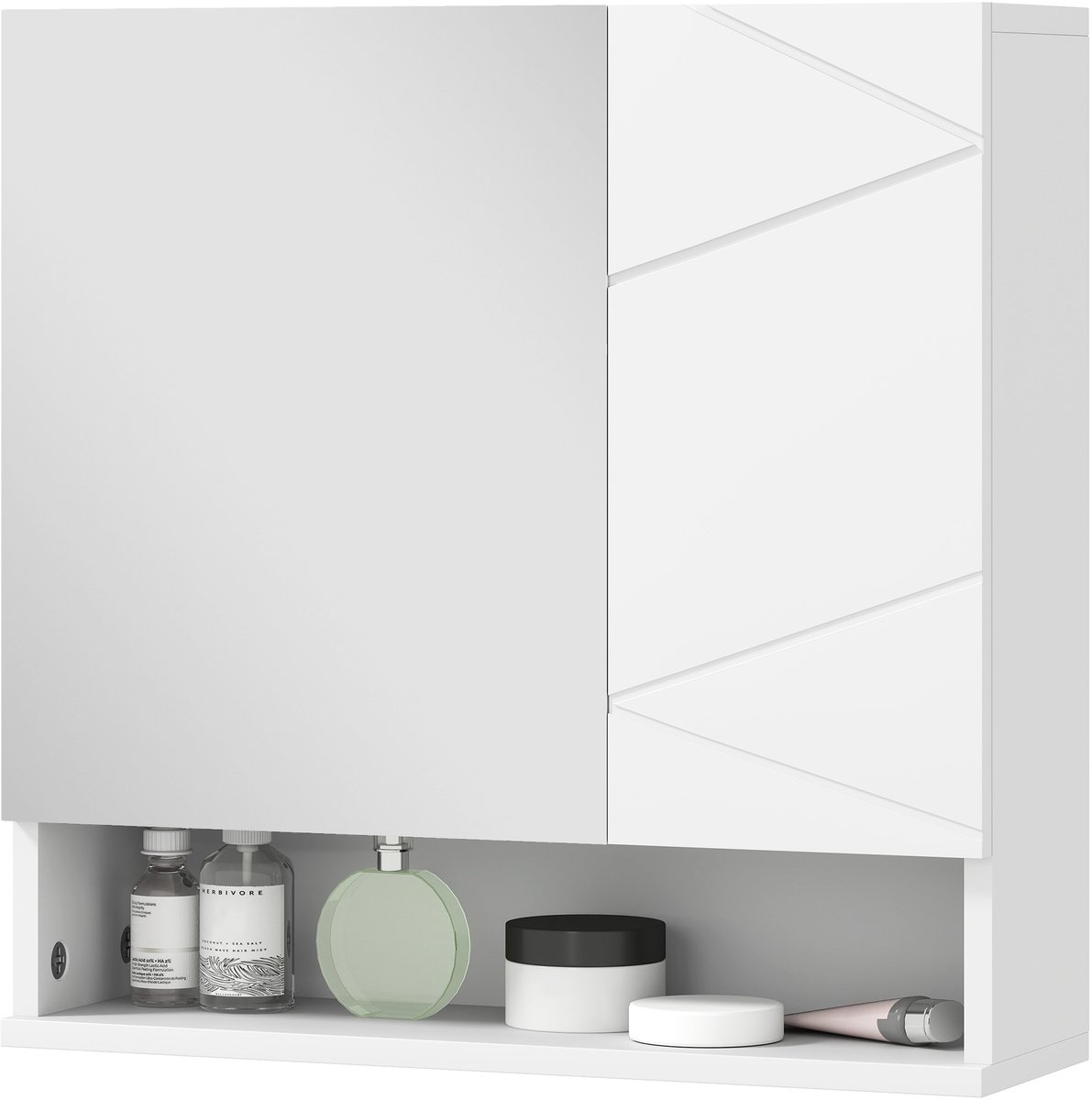 Badkamerkast - Wandkast voor de Badkamer - Hangende Toiletkast met Verstelbaar Paneel - Wit - 55 x 55 x 17 CM