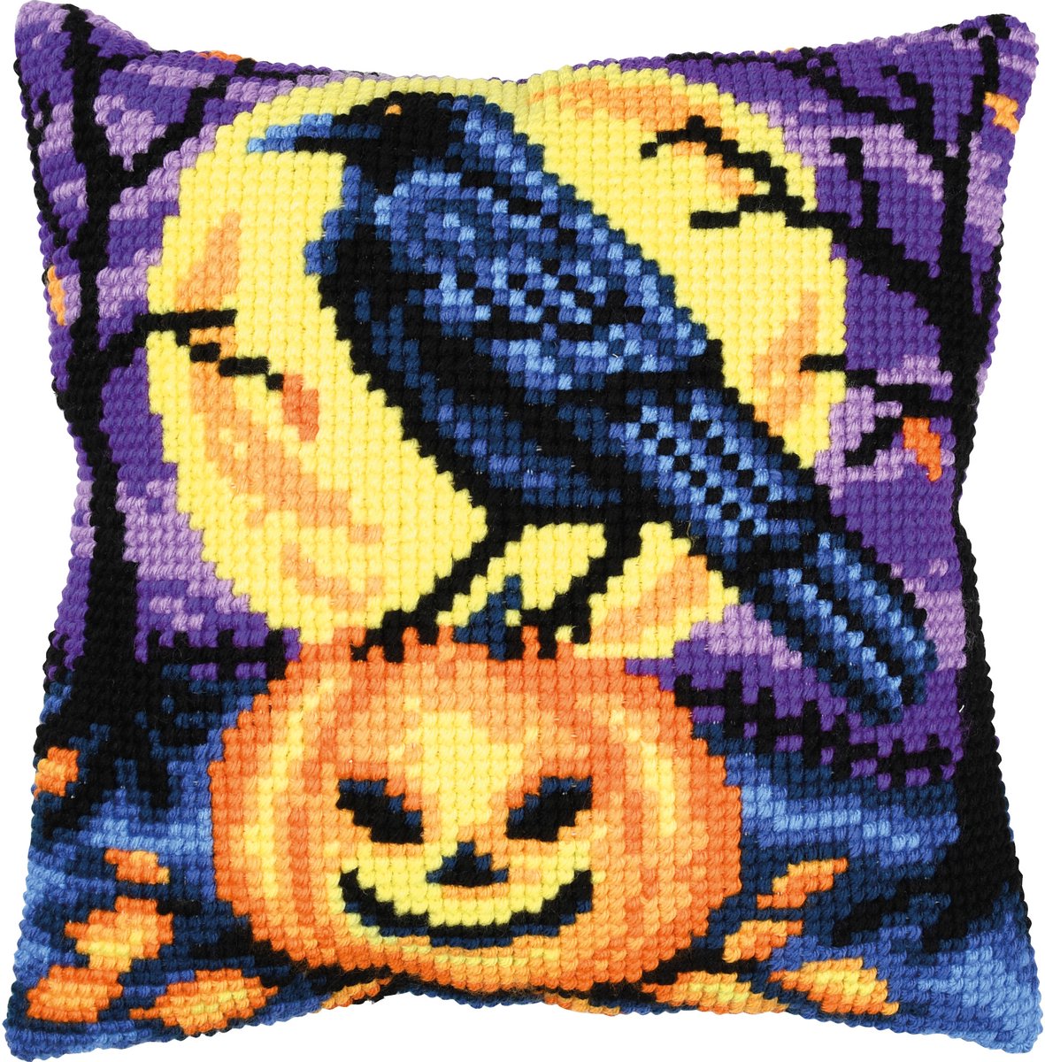 Vervaco - Kruissteekkussen kit Halloween kraai - PN-0216243 - Borduren - Borduurpakket - Borduurpakket volwassenen - Borduurpakket kind