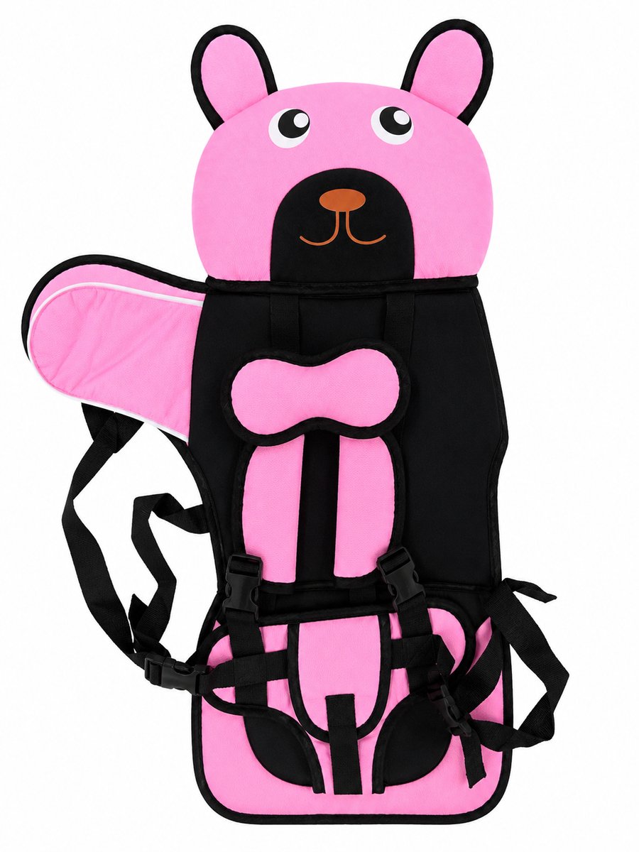 Babykussen voor Kinderwagen en Autostoel – Zachte Zitverkleiner met Berenontwerp – Comfortabele Kinderwageninleg – Roze