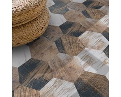 Neukids Pack of 100 PVC Floor Tiles Self-Adhesive Wood Look Kitchen Bathroom Self-Adhesive Vinyl Floor Vinyl Tiles - ShopVlot