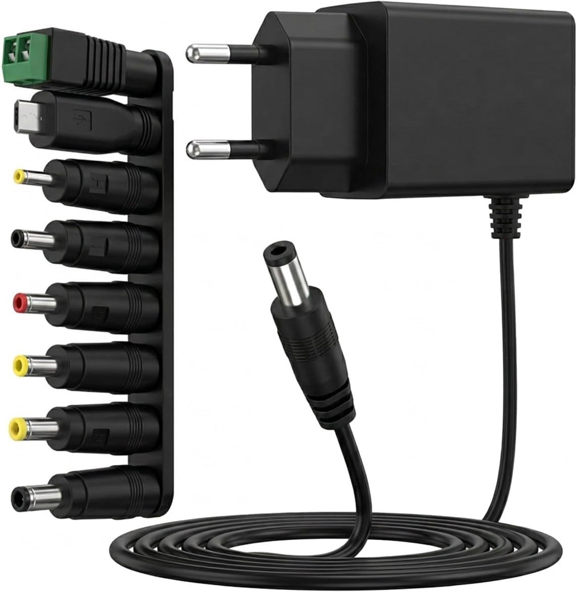 6V 1A Universal Power Adapter, DC Connector 5.5x2.1mm with 8 Tips, AC 100-240V Charger for Router, Camera, LED Bands - ShopVlot