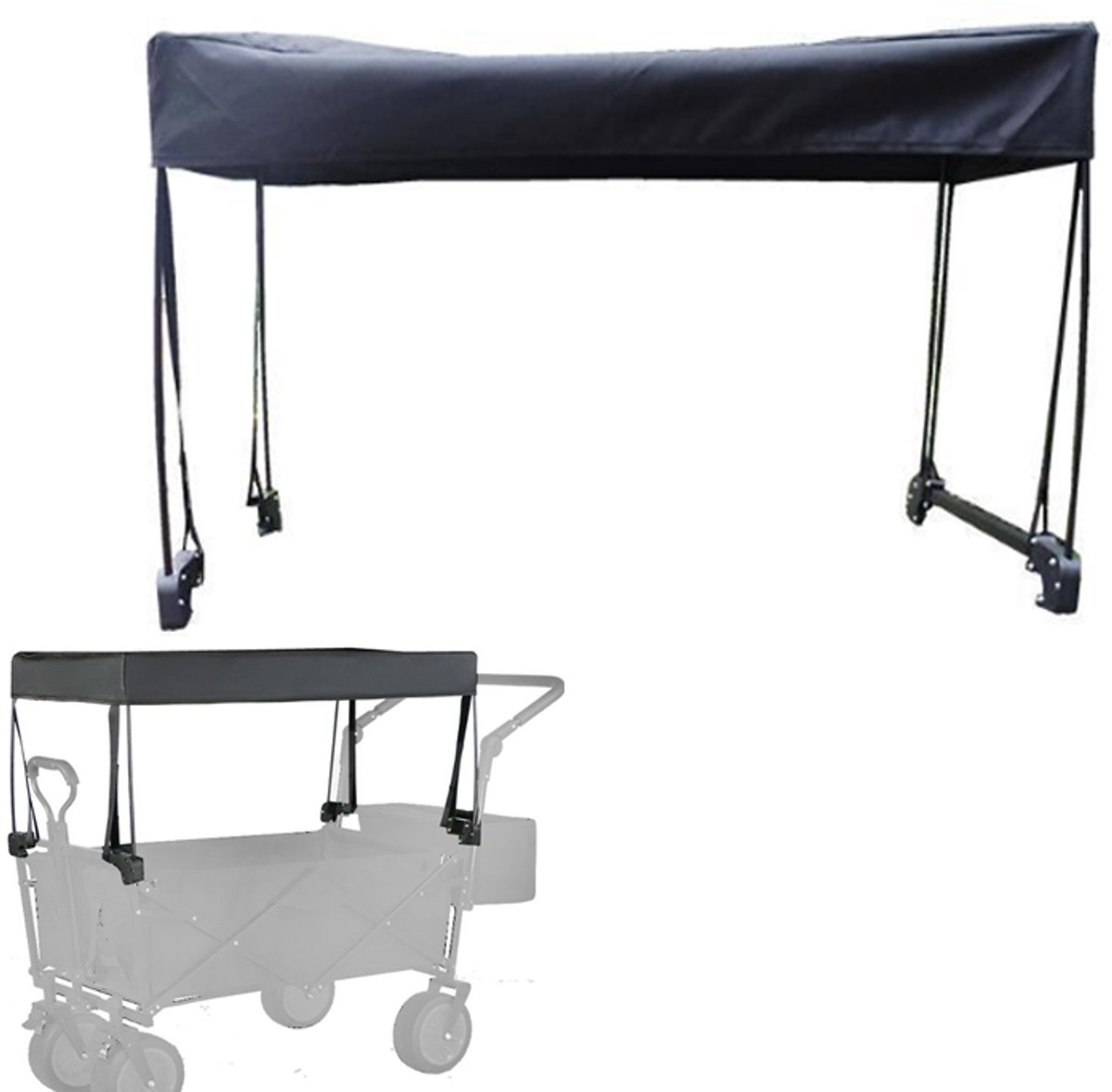 KZQ Opvouwbare handkarhoes met frame 88x48 cm - Beschermt tegen regen en zon - Geschikt voor handkarren en bolderkarren - Zwart