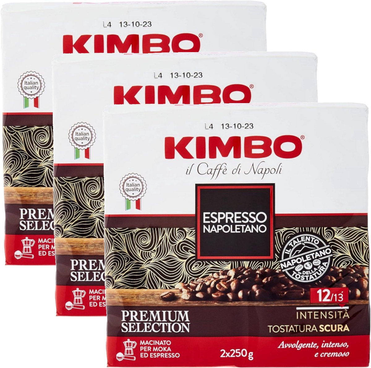Kimbo il Caffe di Napoli Espresso Napoletano Macinato - Multipack - Gemalen Koffie - 1500g (6x250g)