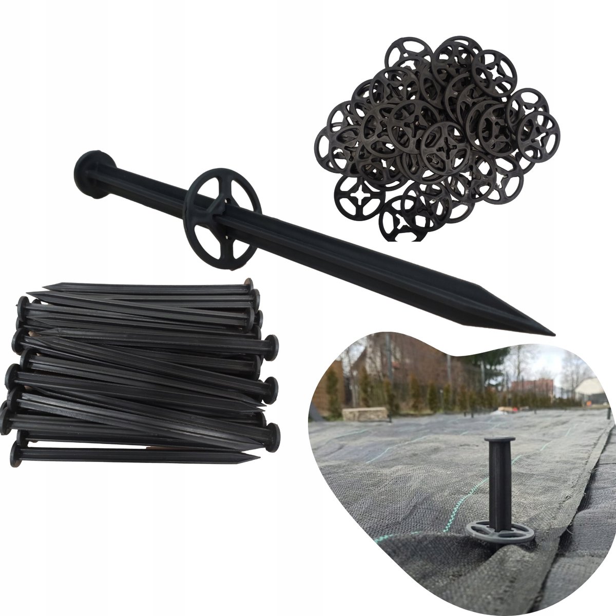 100x Bodemankers 18cm met Onderlegger voor Agridoek & Geotextiel