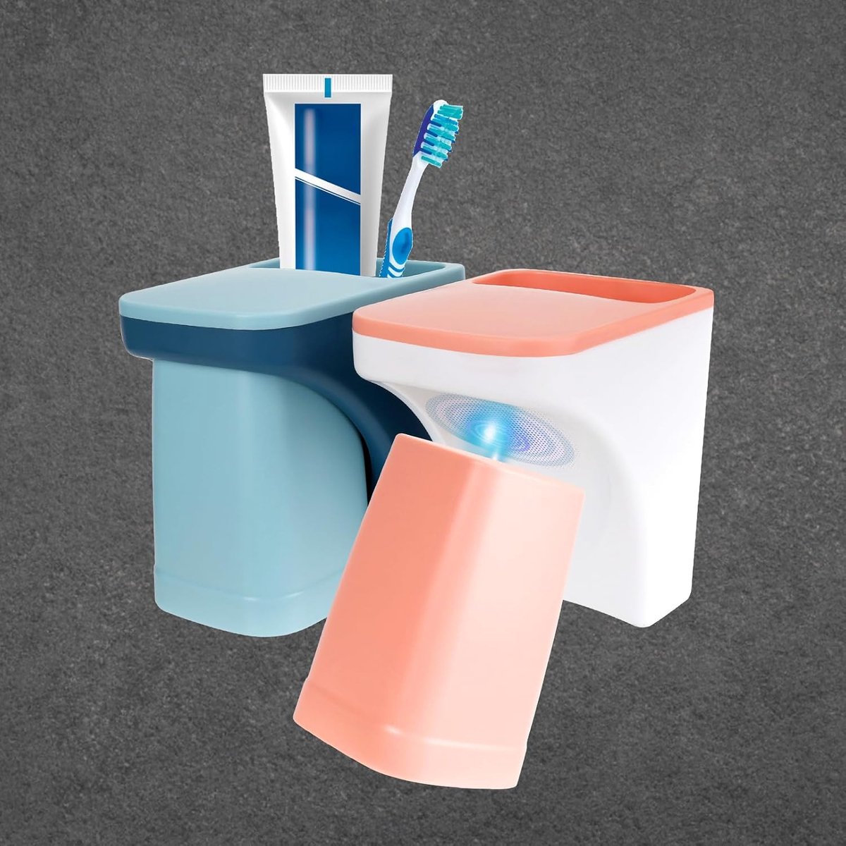 2 x Electric Toothbrush Holder, Wall Mounted, with Magnetic Cups, Electric Toothbrush Holder, Self-Adhesive, No - ShopVlot