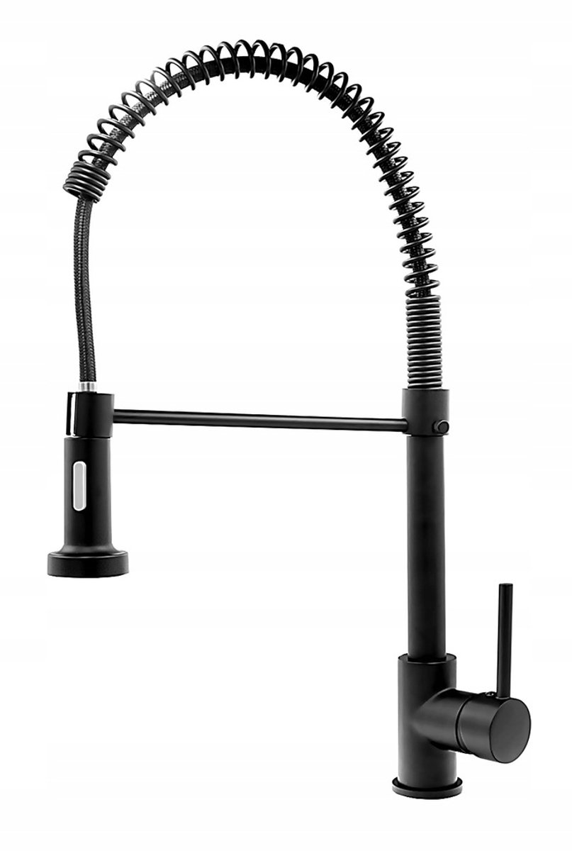 Zwarte Keukenmengkraan met Uittrekbare Spuit, Retro Stijl