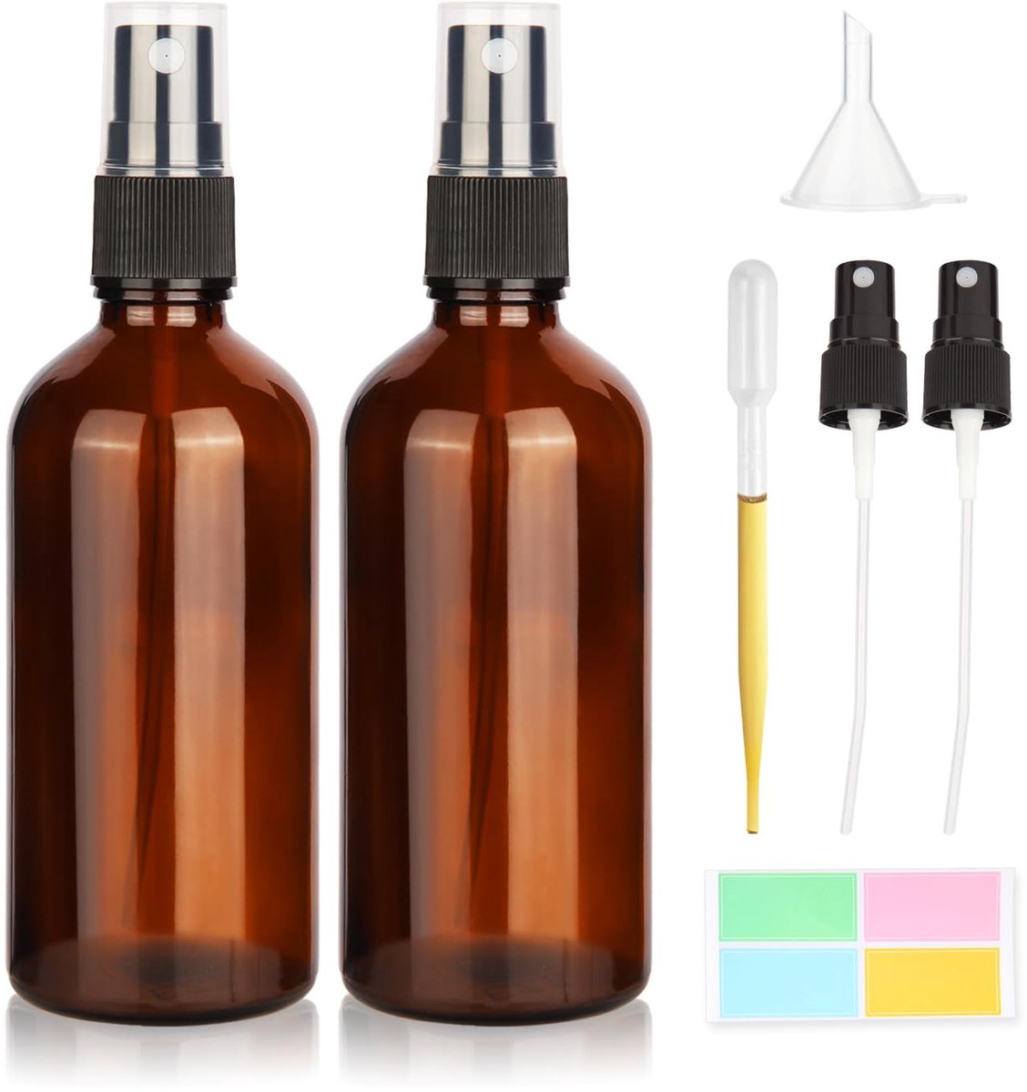 100 ml amberkleurige glazen spuitflessen 2 stuks lege fijne mist spuitfles hervulbare reisparfums spuitflessen voor - ShopVlot