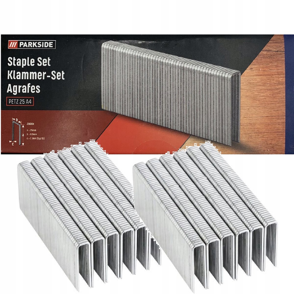 Parkside PET 25 Zszywki 25mm 6mm 2000 stuks