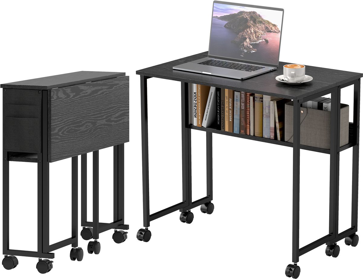 Bureau – Werkbureau – Computer Bureau – Opklapbaar – 80 X 50 X 75 CM - Zwart