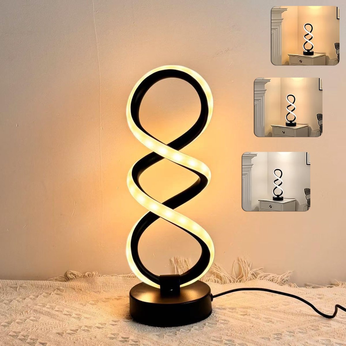 Moderne LED-Tafellamp - Dimbare Spiraalvormige Bureaulampen - 3 Kleurniveaus Voor Slaapkamer Aan Het Bed