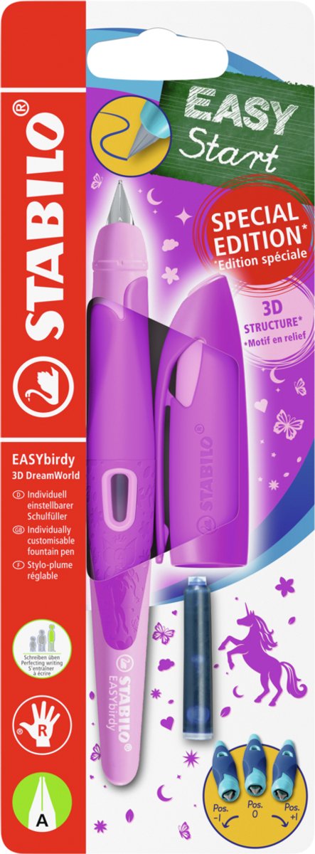 STABILO EASYbirdy 3D DreamWorld - Ergonomische Vulpen - Roze - A Punt Voor Rechtshandigen