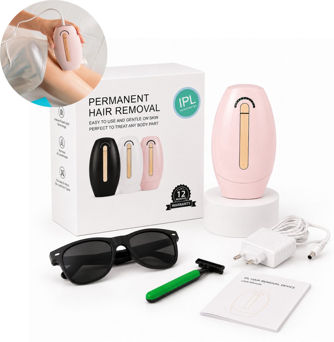 Faye Beauty® IPL Laser Ontharingsapparaat – IPL Laser Ontharing – Epileerapparaat Dames & Heren – 5 standen – Permanente Ontharing Voor Alle Lichaamsdelen
