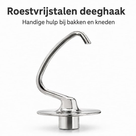 Voor Kitchenaid dove haak roestvrij staal, deeghaak voor 4,5-5 qt Kipp Head Kitchen Machine, roestvrijstalen deegbevestiging, vaatwasser-safe van Traumheim — afbeelding 2