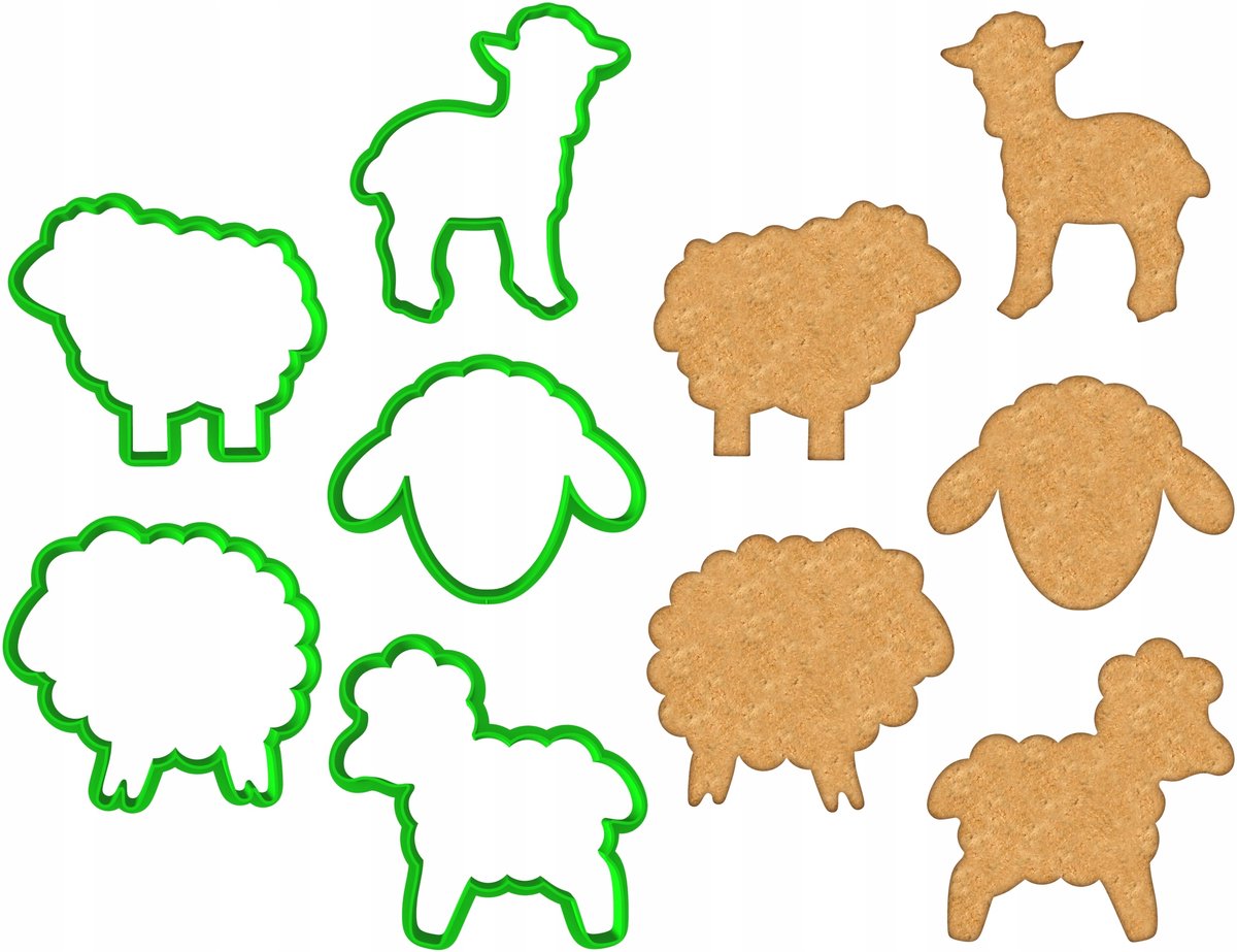 5x Paas Koekjesvormpjes Schaap XL - Bakvormen voor Koekjes & Koekjes