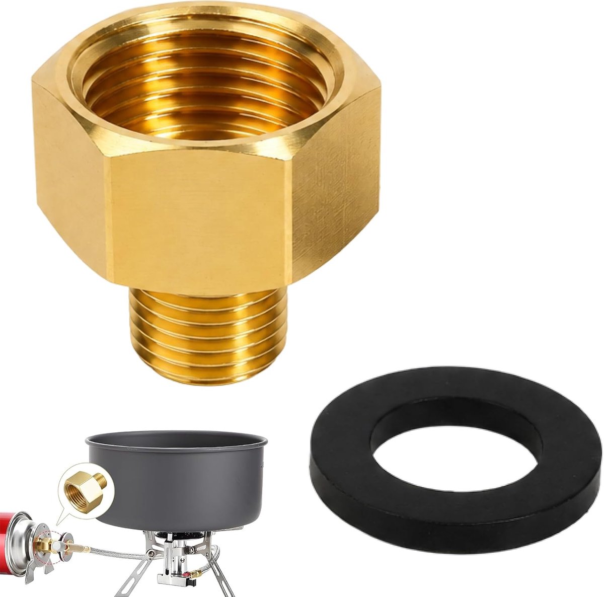 Gasadapter 1/2 inch naar 1/4 inch - messing - rechtse binnendraad naar linkse buitendraad - ShopVlot
