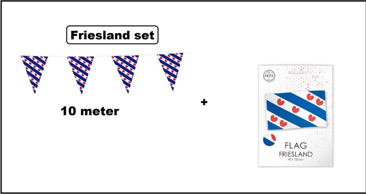 Friesland set - 1x vlag 90cm x 150cm + 1x vlaggenlijn 10meter