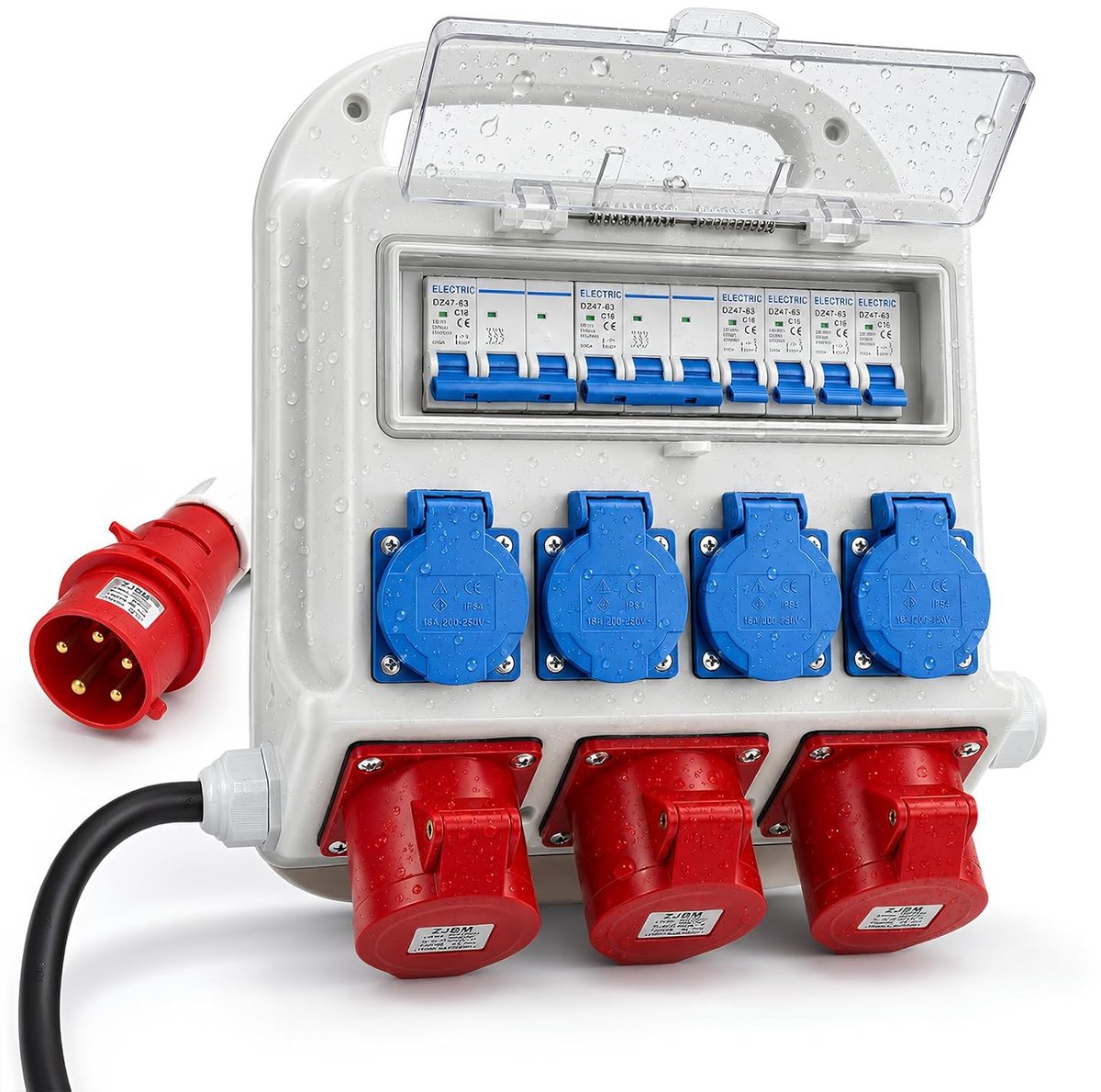 Stroomverdeler 2 x CEE 16 A & 1 x CEE 32 A - Wandverdeler met 4 x 230 V Schuko - IP67 waterdicht - ShopVlot