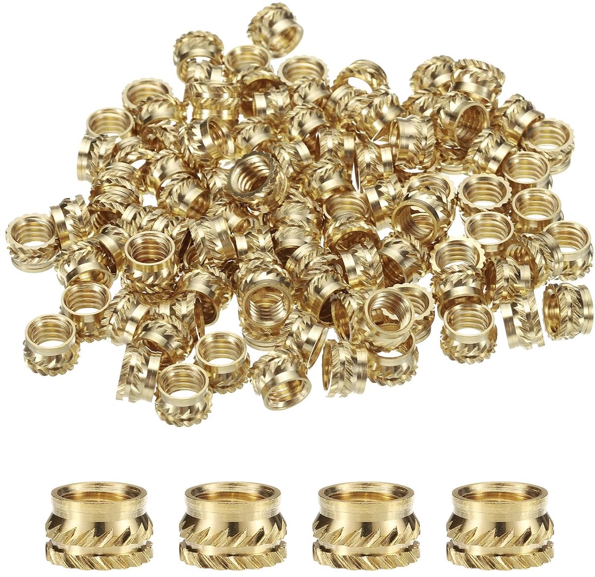 M6 Draadinsserts 50pcs - Messing M6 x 5 x 8mm - Corrosiebestendig - Betrouwbaar voor constructies - ShopVlot