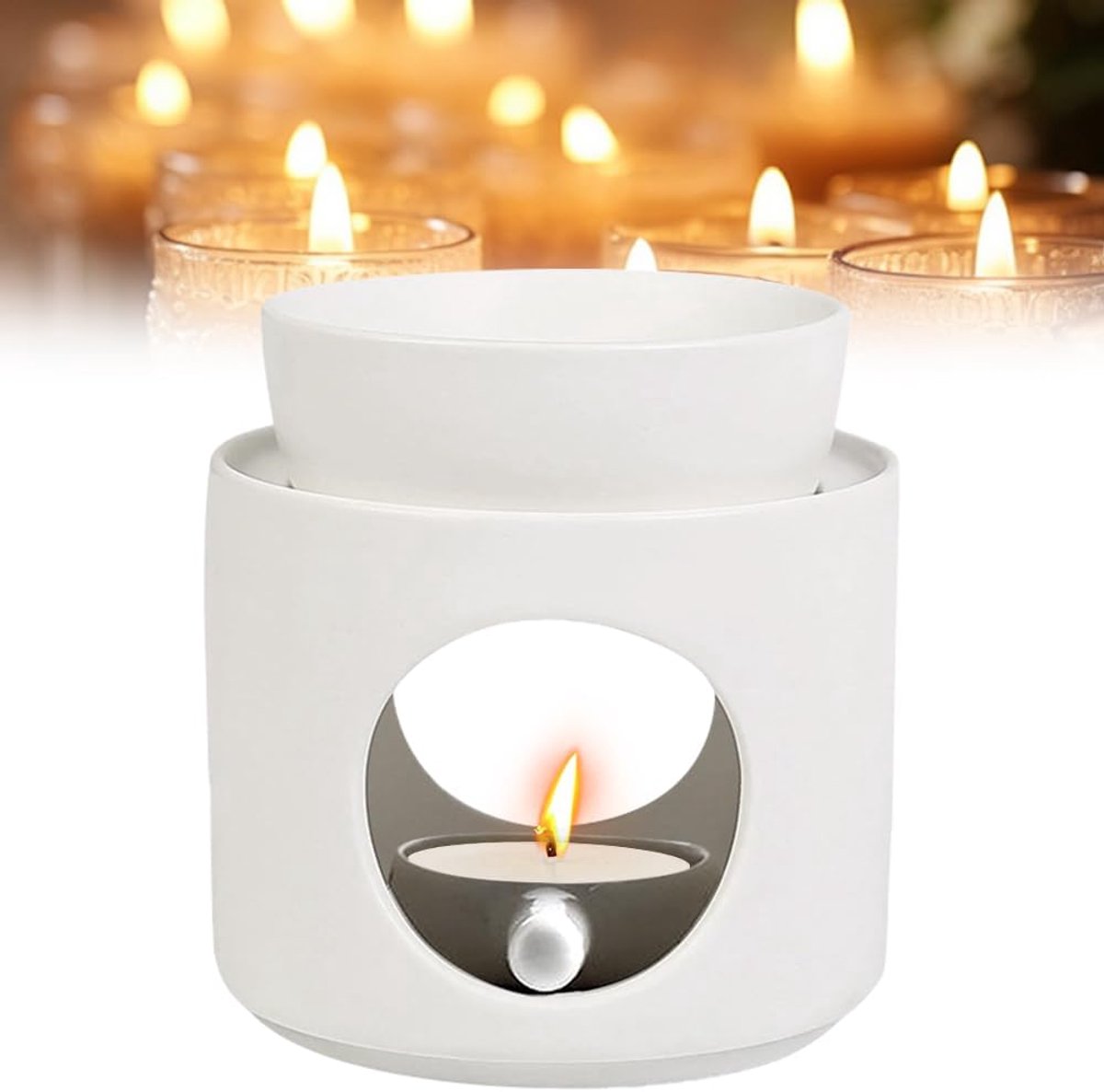 Geuroli lamp - keramisch - sneeuwglas - voor etherische oliën en geurwax - ShopVlot