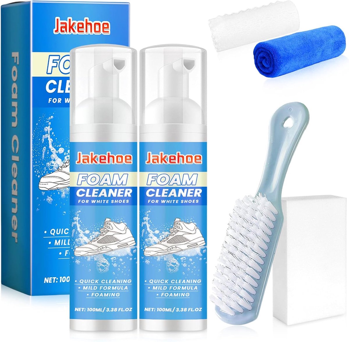 Schoenreiniger 100ml - Schuim voor Witte Sneakers - Voor Leer, Canvas, Suède, PU - Eenvoudig in Gebruik - ShopVlot