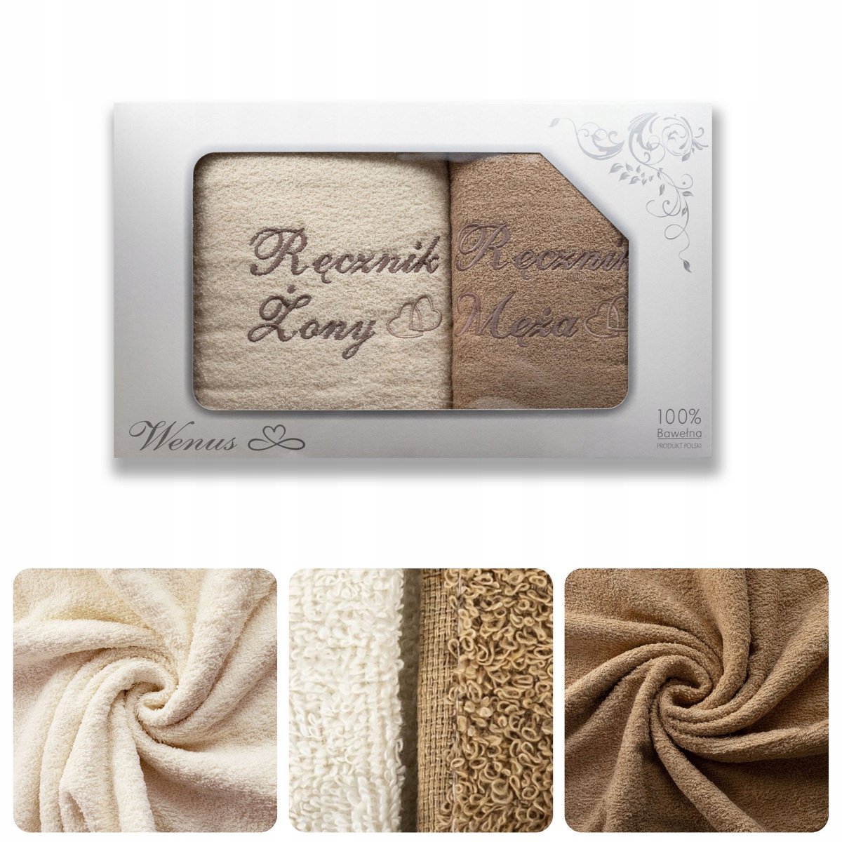 Luxe Katoenen Handdoek Set 2x 70x140cm - Bruidspaar Cadeau