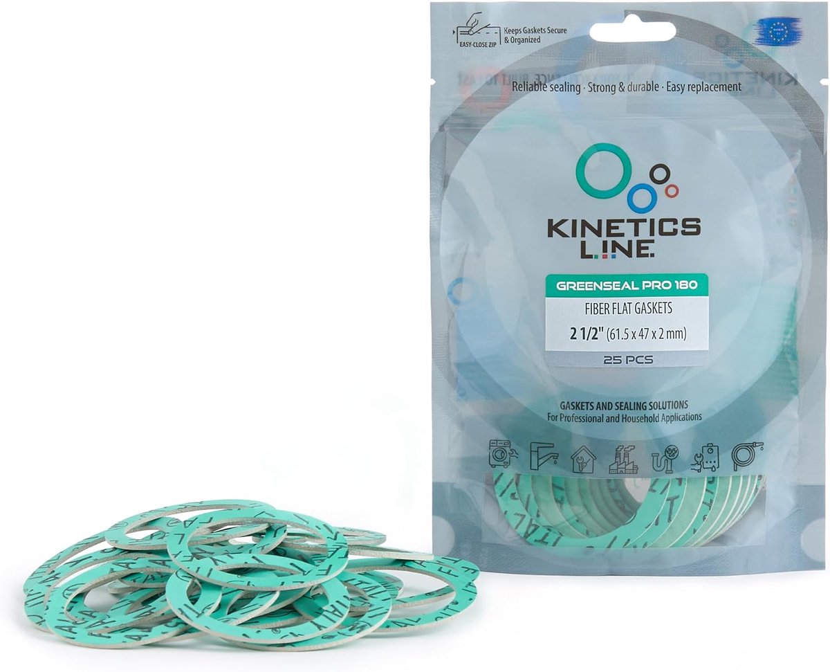 Fiber vlakke pakking 2 1/2 inch - 25 stuks - geschikt voor sanitair - tot 180°C - ShopVlot