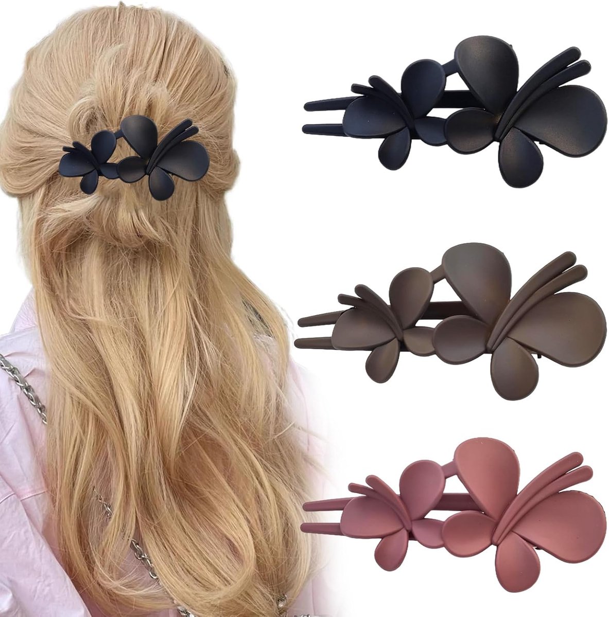 Haarspelden voor Vrouwen - Vlinder Haarclip - Luxe Matte Textuur - Geschikt voor Dagelijks Gebruik - ShopVlot