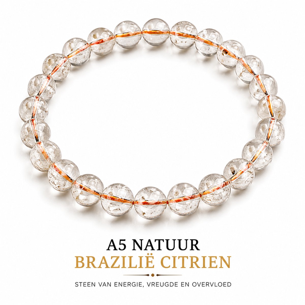 S4H® Brazil Citrien Armband – 5A Kwaliteit – 8 mm – 18 cm – Natuurlijke Citrien uit Brazilië