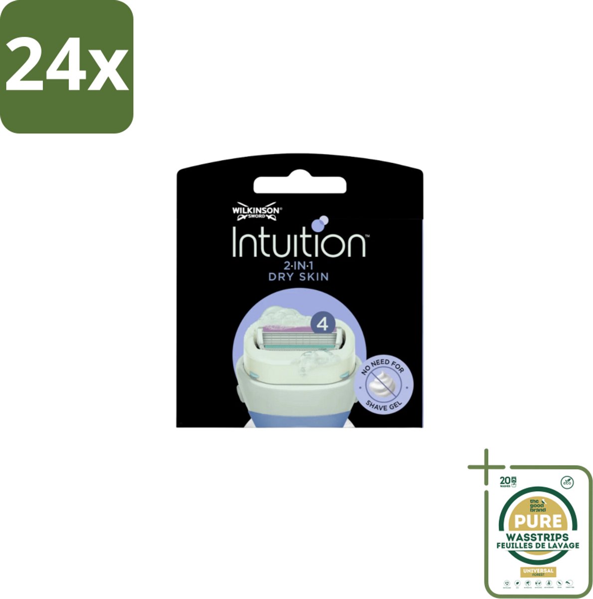 Wilkinson Sword - Navulmesjes - Intuition Mesjes Dry Skin - Verzachtend - 3 mesjes - Voordeelverpakking - 24 stuks - Scheermes - Scheerapparaat