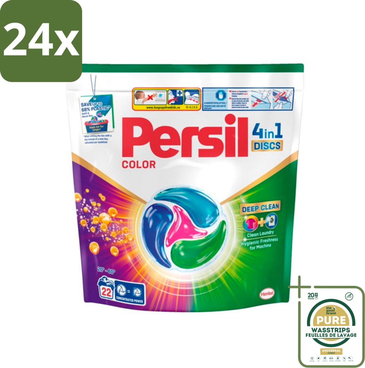 Persil - Wasmiddel - Wasmiddelcapsules Discs Gekleurde Was - Voor Gekleurde Was - 22 wasbeurten - Voordeelverpakking - 24 stuks - Vlekkenverwijderaar - Wasmiddel