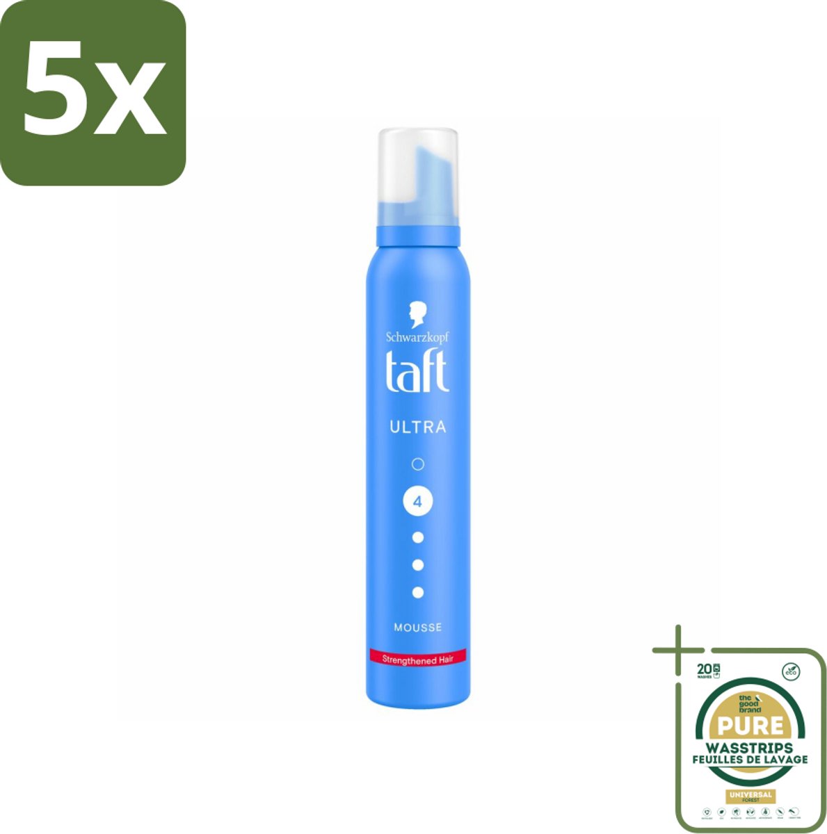 5 x Taft - Haarmousse - Ultra 4 - Volumineuze fixatie - 200 ml - Grootverpakking - Haarmousse - Volume - Fixatie - Haartype - Hittebescherming